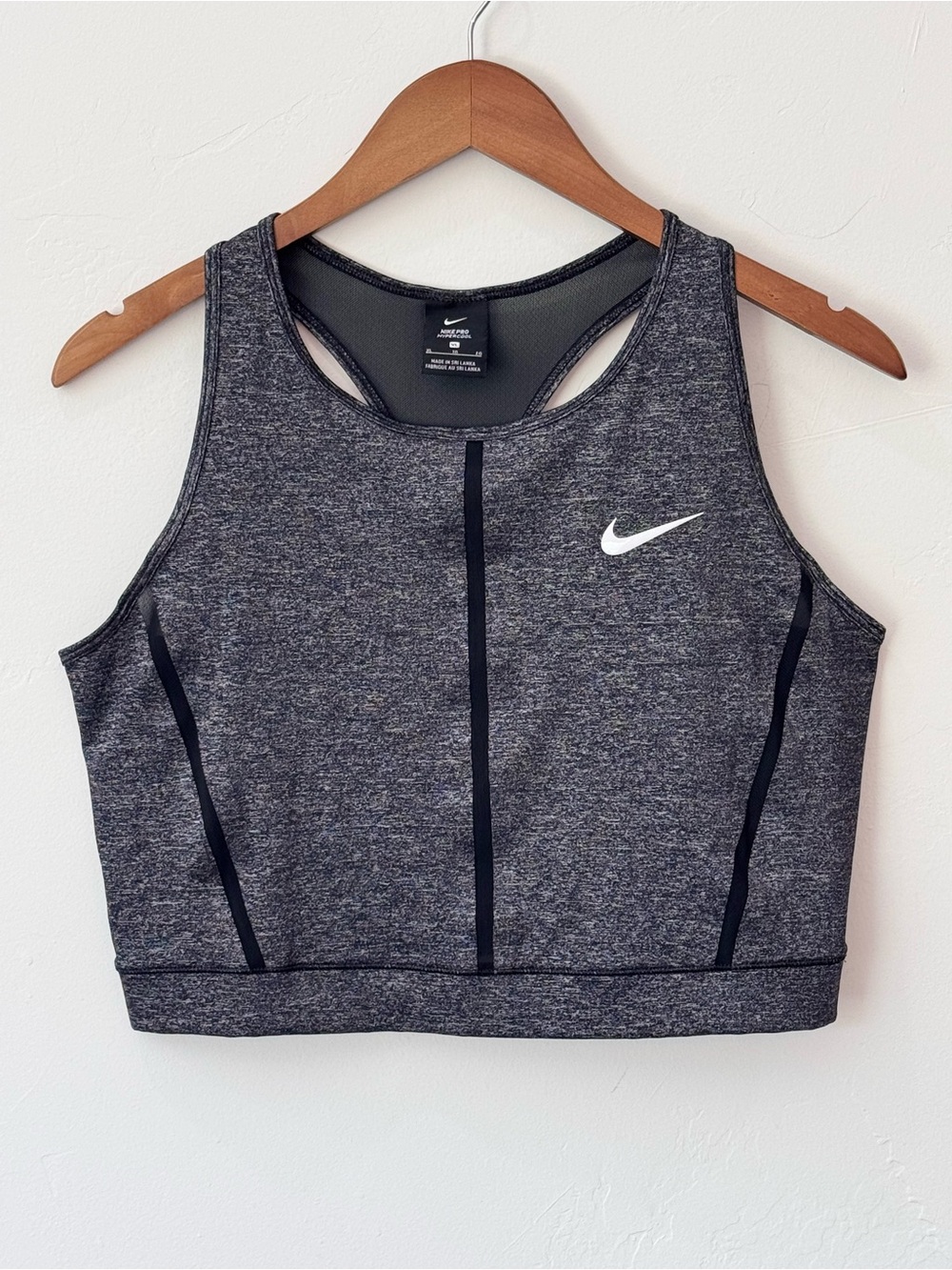 Nike Pro Charcoal Heather Racerback Crop Sports Bra Size XL